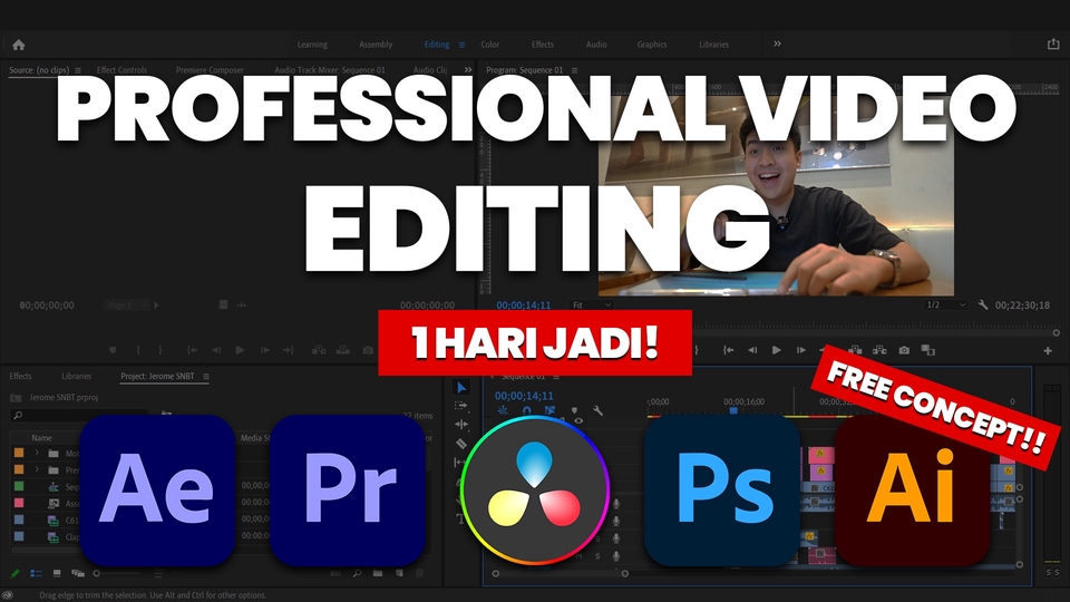 Video Editing - VIDEO EDITING FREE CONCEPT!!, 1 HARI JADI - 1