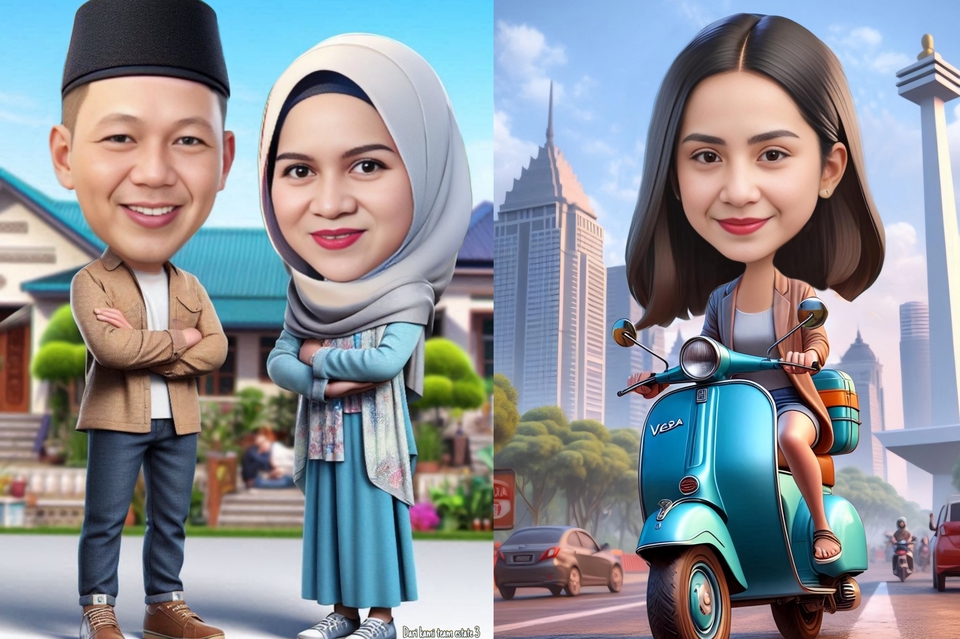 Karikatur - Desain Karikatur 4d untuk 1 wajah - 3