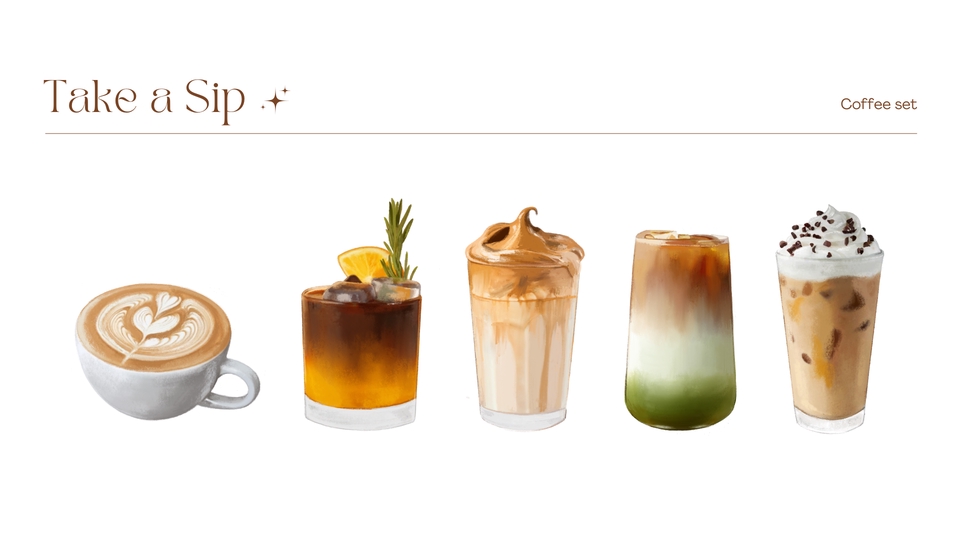 รับวาดรูป กาแฟ ชุดเครื่องดื่ม วาดภาพประกอบ