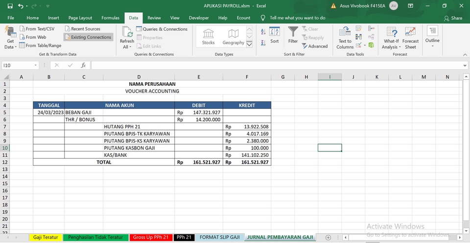 Akuntansi dan Keuangan - APLIKASI PAYROLL / PENGGAJIAN + PPH 21 EXCEL - 7