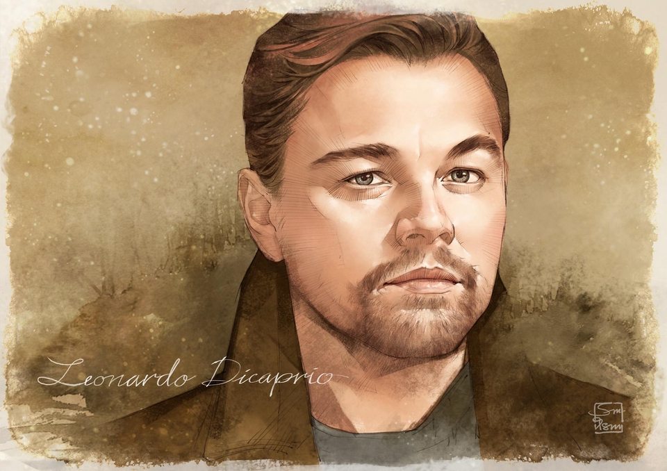 รับวาดภาพเหมือน  เลโอนาร์โด ดิคาปริโอ  ภาพวาด портрет