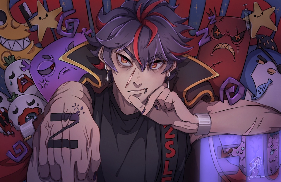 วาดแฟนอาร์ต ศิลปินการ์ตูน ผู้ชาย ผมสีแดง แต่งตัวเท่ วาดแฟนอาร์ตการ์ตูน