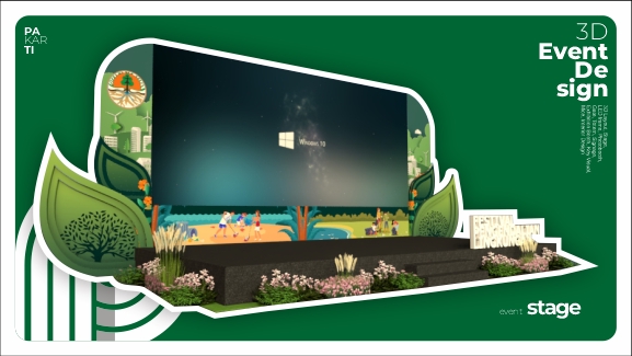 Jasa desain 3d untuk desain stand pameran minimalis dan modern.
