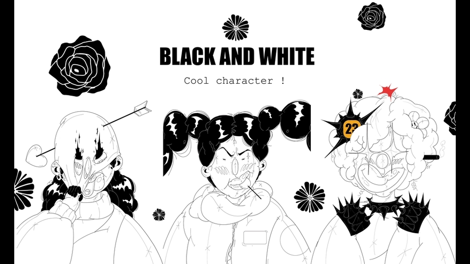 รับวาดรูปตัวละครการ์ตูนขาวดำ สไตล์น่ารัก วาดรูปสินค้า สไตล์คิ้วท์