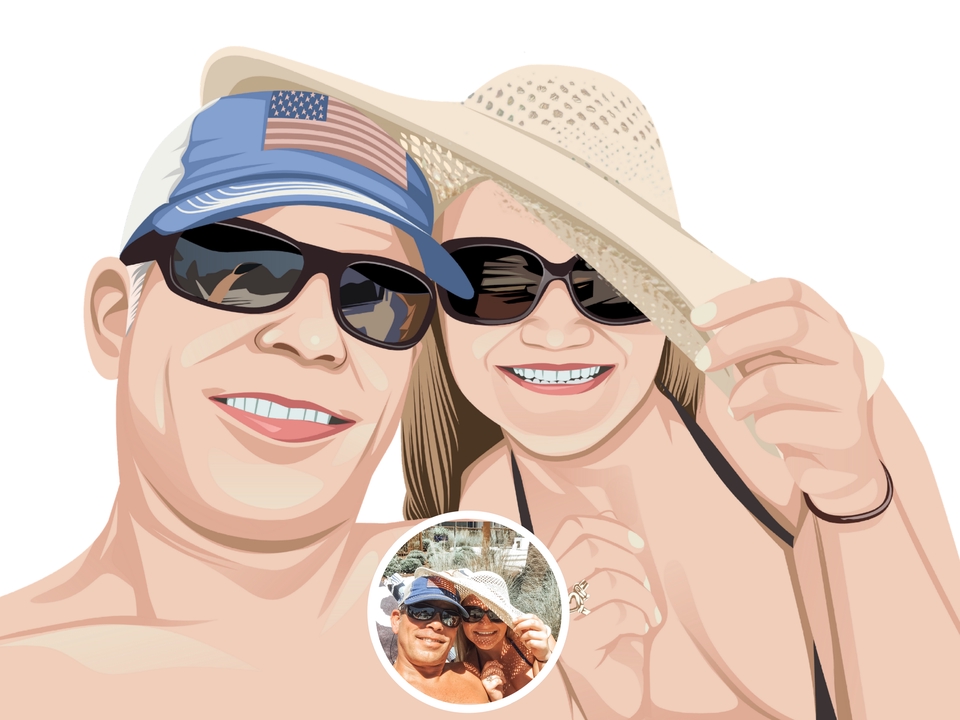 Gambar Potret - VECTOR PORTRAIT PASANGAN, 2 HARI JADI - 3