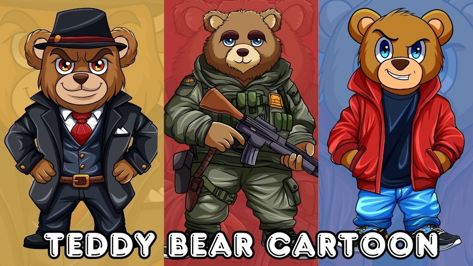 Gambar dan Ilustrasi - Saya akan menggambar ilustrasi maskot kartun teddy bear untuk kaos logo - 1
