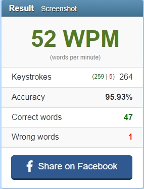 รับพิมพ์งาน 52wpm  ความถูกต้อง 95.93%  บริการรับคีย์ข้อมูล