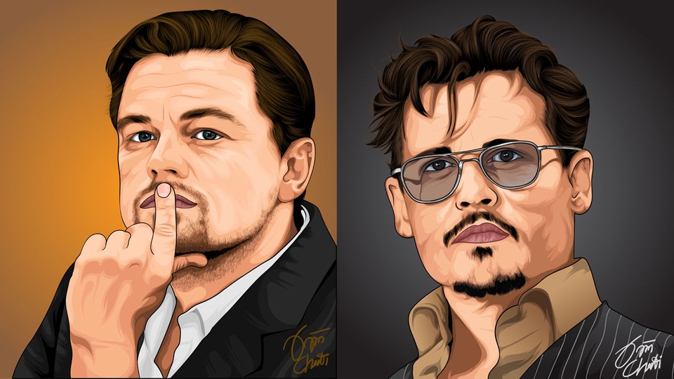วาดภาพเหมือน Portrait - วาดรูป Portrait เเนว Vector Art - 2