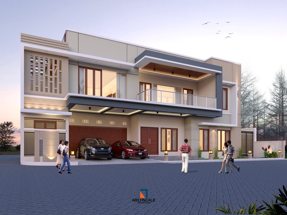 Jasa Desain Eksterior 3D Rumah Minimalis Modern - Gambar 3D Desain Rumah