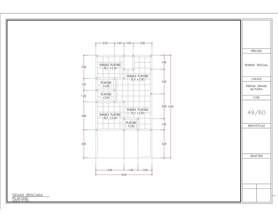 Jasa drafter arsitek autocad murah untuk pembuatan denah rumah dengan detail ruangan.