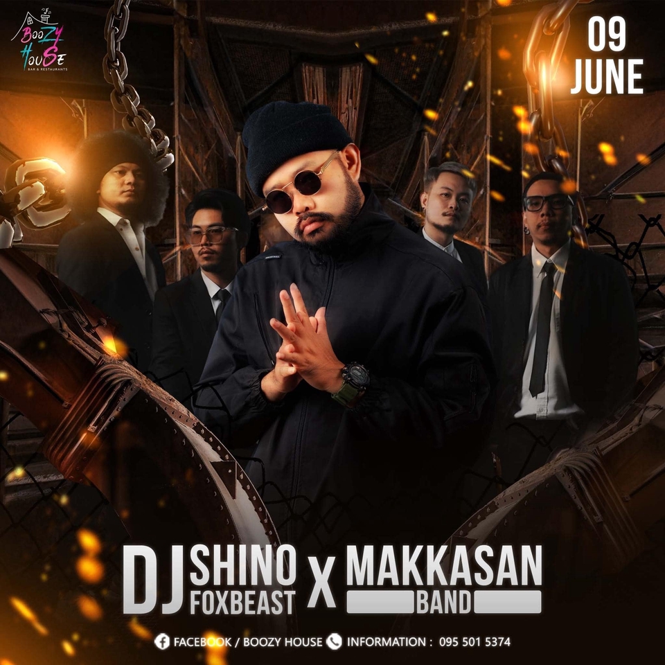 ดีเจเปิดแผ่น จ้างดีเจ จ้างดีเจเปิดแผ่น ราคา DJ Shino X Makkasan Foxbeast Band 09 มิถุนายน Boozy House
