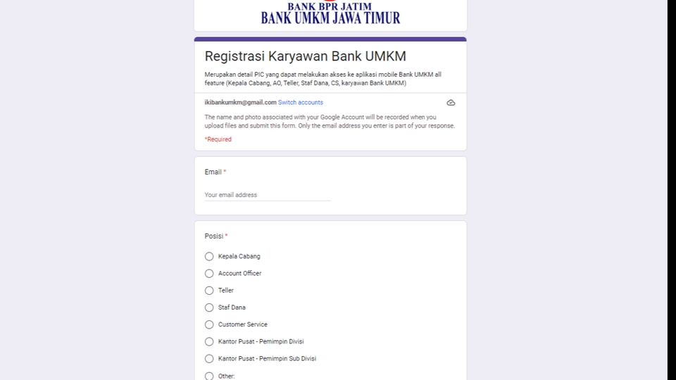 Entri Data - Jasa Pembuatan Google Form - 1