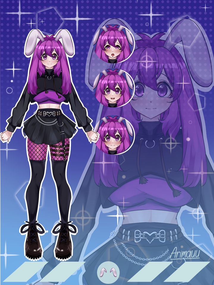 Jasa desain karakter kartun perempuan dengan desain kostum unik dan menarik. Harga desain maskot vtuber dengan gaya anime. Desain karakter game, desain karakter fantasi, jasa pembuatan karakter vtuber.