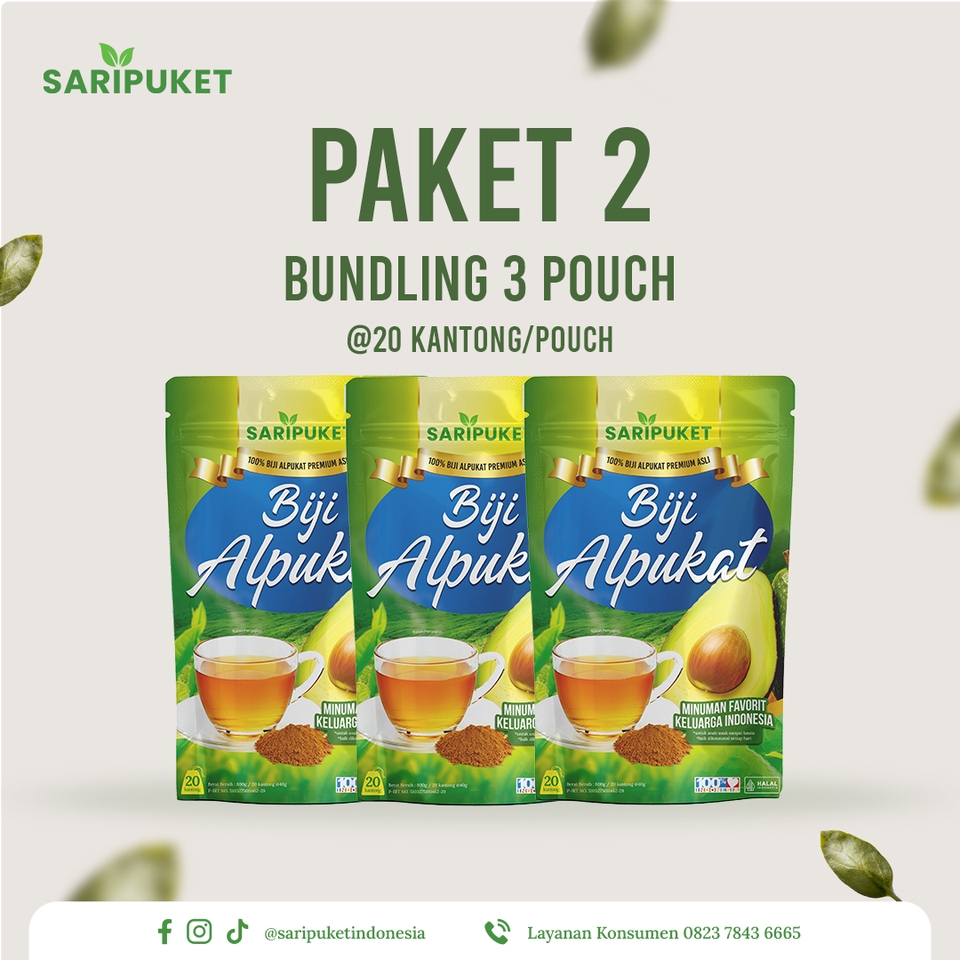 Jasa branding produk makanan dengan desain kemasan paket biji alpukat saripuket.