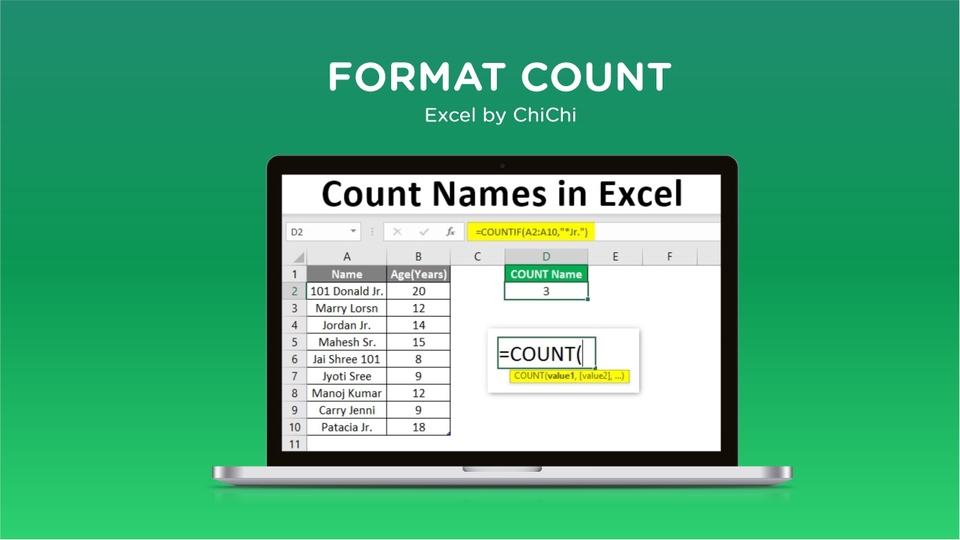 Jasa Olah Data Excel: Cara Menghitung Nama di Excel dengan Fungsi COUNTIF - Contoh Praktis
