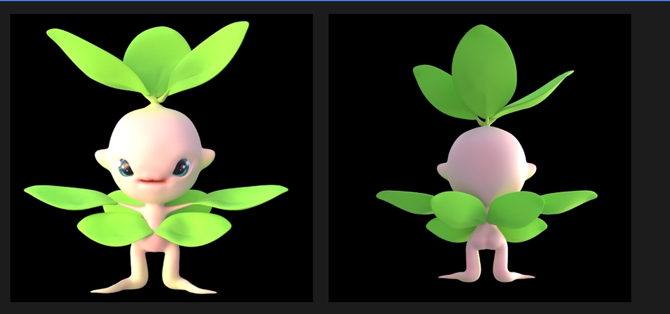 รับปั้นโมเดล 3d ตัวละครน่ารัก สีชมพู เขียว สำหรับเกมหรืออนิเมชั่น