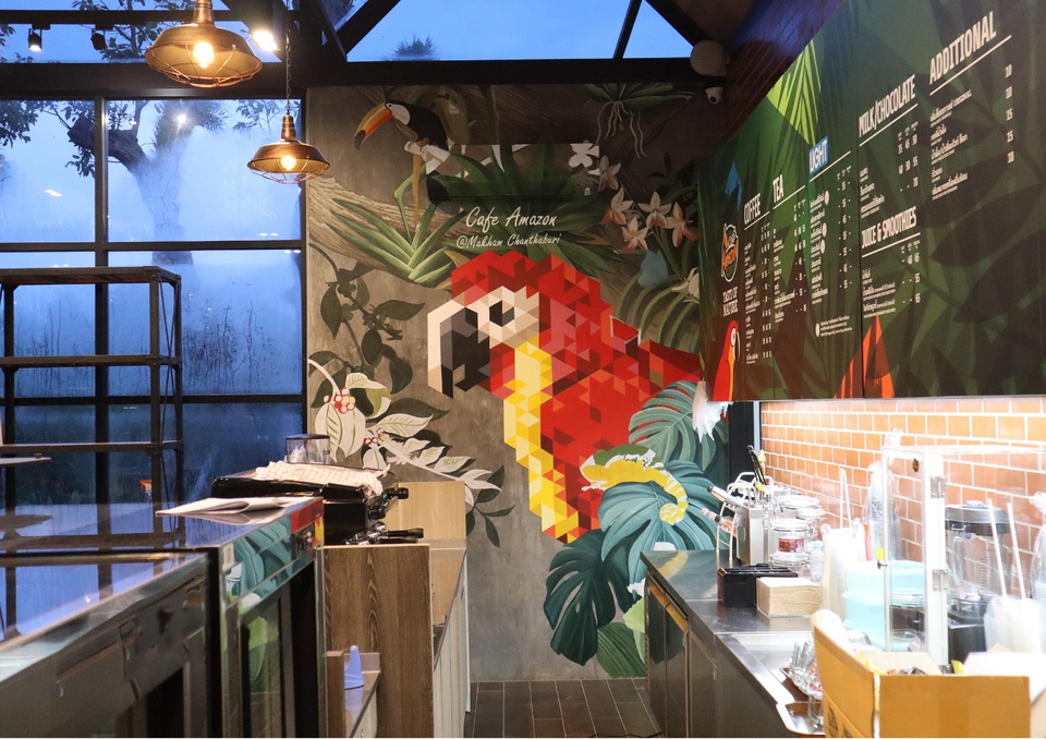 รับเพ้นท์ผนัง3มิติ คาเฟ่ธีมป่าอเมซอน