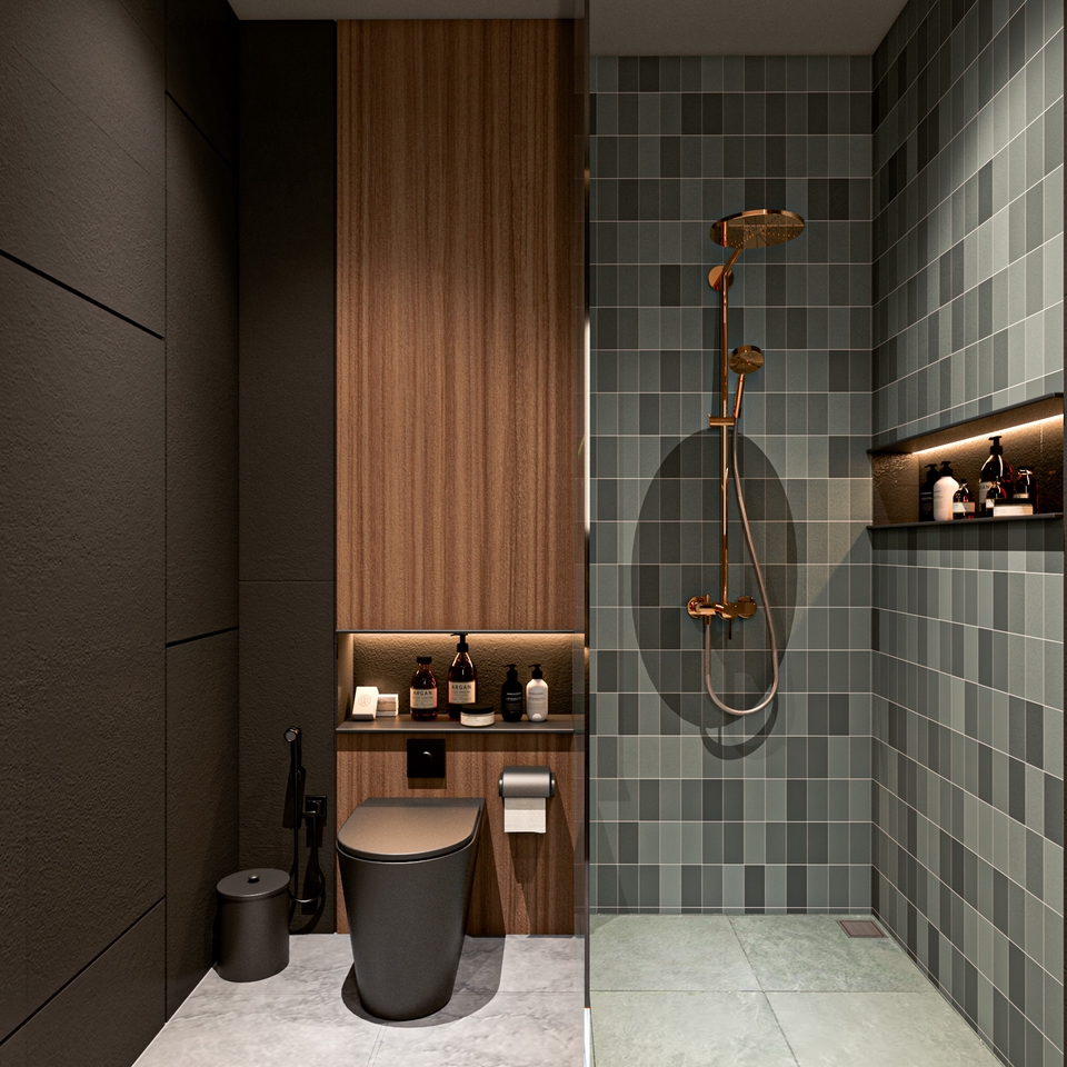 Jasa pembuatan video animasi 3d untuk interior kamar mandi modern dengan desain elegan dan minimalis.