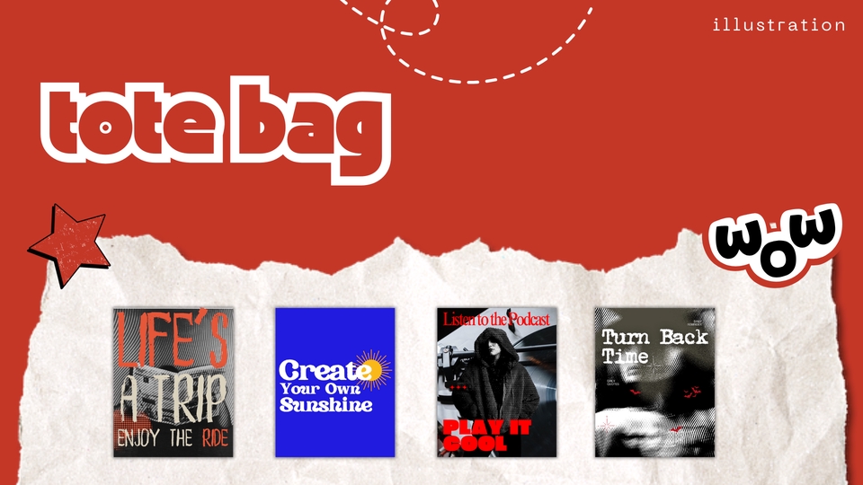 Tote Bag dengan desain spanduk unik untuk promo usaha kecil