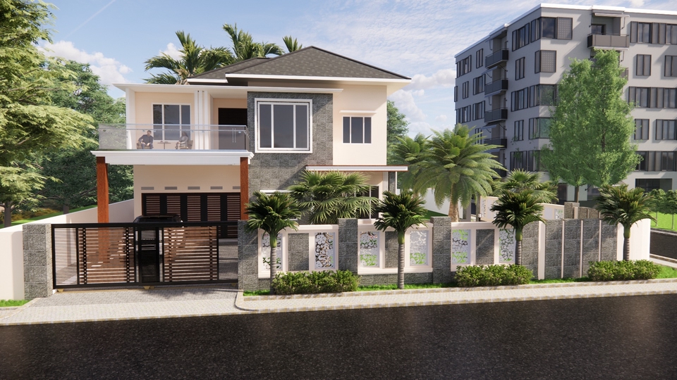 Jasa desain eksterior rumah minimalis modern dengan 3d render