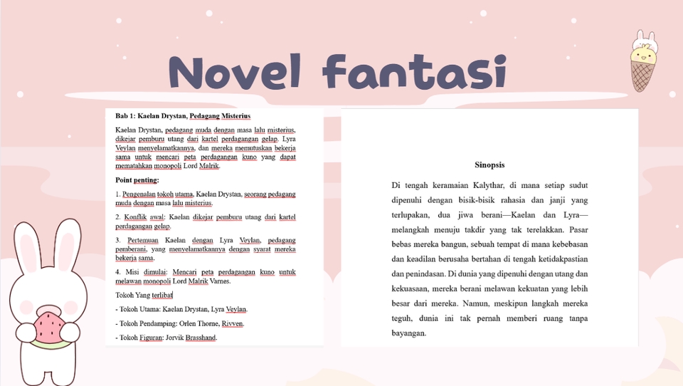 Jasa penulis novel fantasi Indonesia, contoh sinopsis dan karakter novel