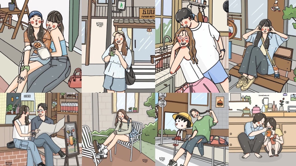 วาดภาพการ์ตูน - รับวาดรูปการ์ตูนมินิมอลจากภาพถ่ายจริง - 1