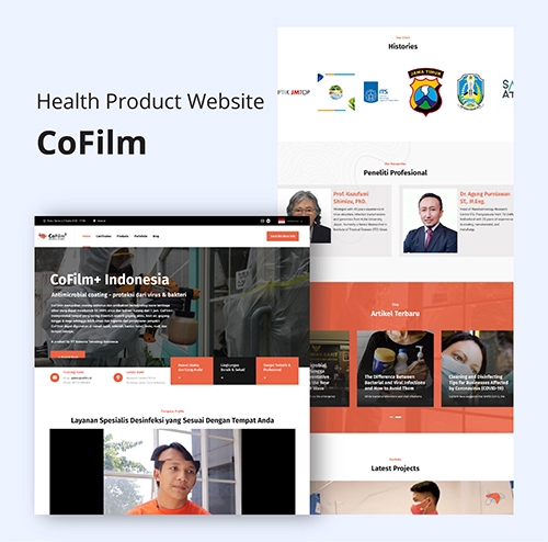 Jasa pembuatan website CoFilm Indonesia: Desain website kesehatan profesional, modern, dan SEO friendly. Buat website toko online terpercaya.