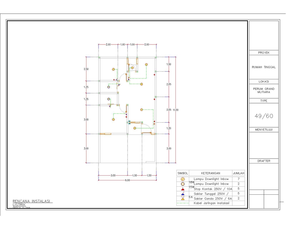 Jasa drafter autocad arsitek interior, denah rumah 2 lantai, autocad murah.