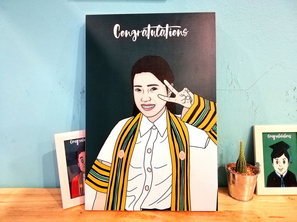 รับวาดภาพเหมือน การ์ตูน ผู้หญิง ใส่ชุดครุย