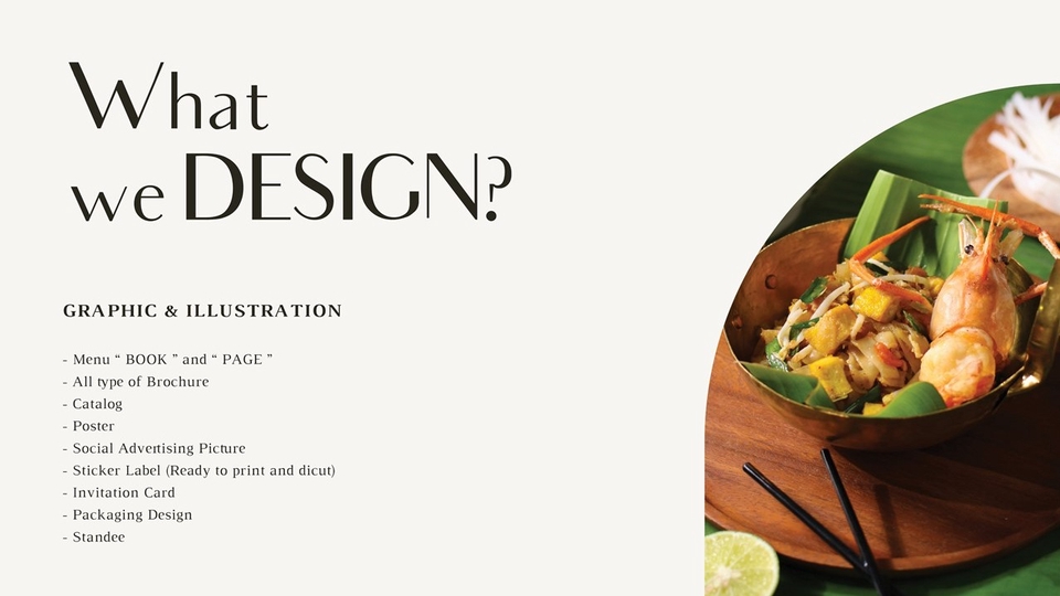 ออกแบบโบรชัวร์ อาหารไทย พร้อมภาพถ่ายอาหาร