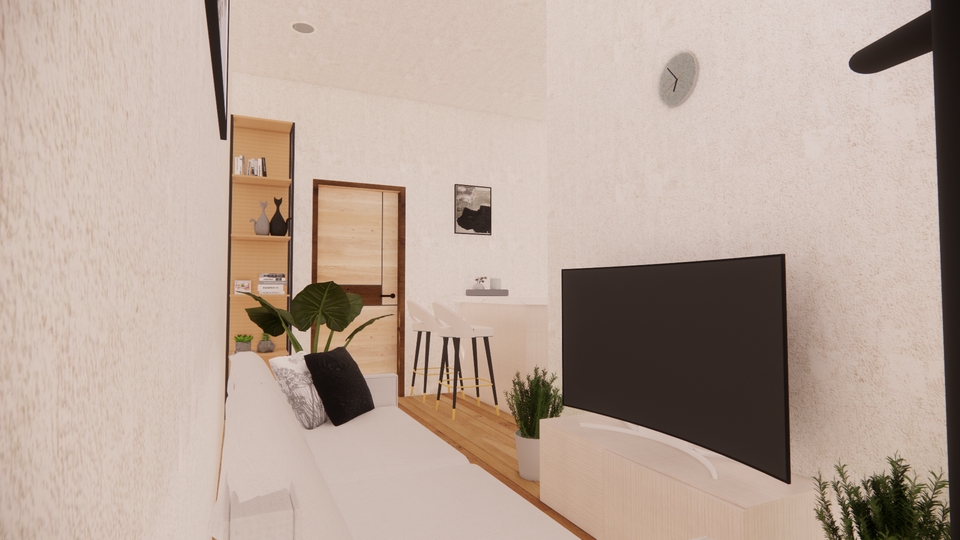 Jasa desain interior minimalis untuk apartemen modern dengan 3d render