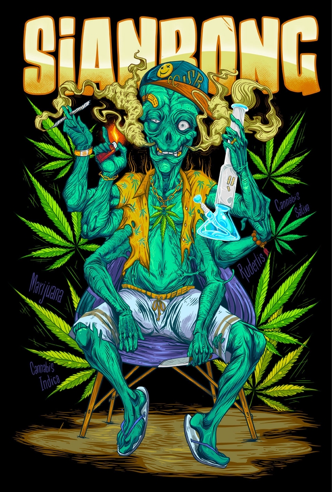 รับวาดรูปดิจิตอลเพ้นท์ สไตล์การ์ตูน ตัวละคร กัญชา