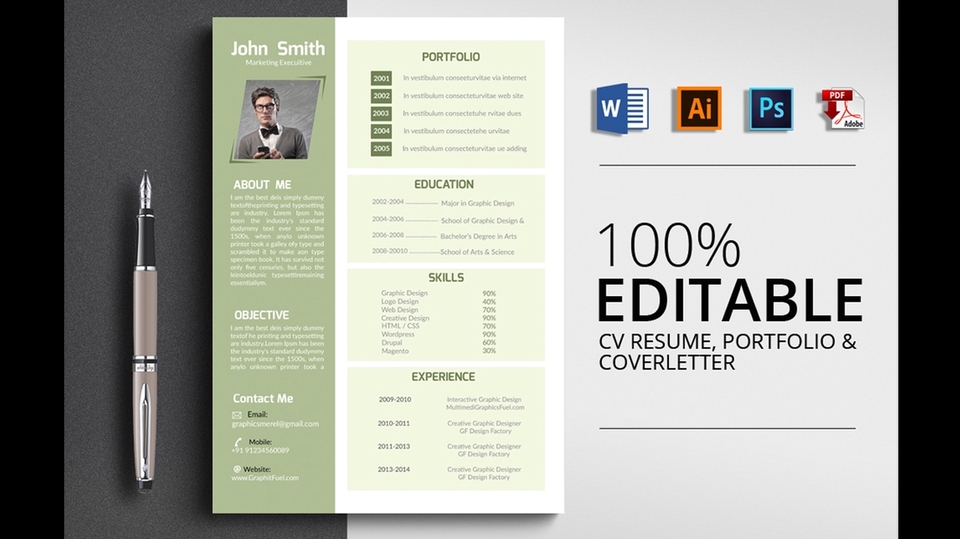 Portfolio & Resume - [Professional] Desain CV/Resume, Kartu Nama, Kartu Ucapan, Undangan Digital Modern. 24 JAM - 1