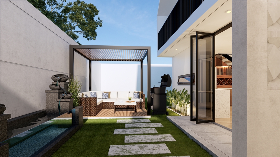 3D & Perspektif - Desain villa minimalist modern - 5
