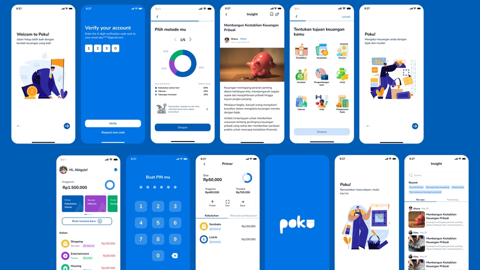 Desain UI UX aplikasi mobile untuk platform freelance, menampilkan contoh tampilan layar aplikasi mobile, UI UX desainer, membuat desain ui ux, mockup mobile, desain aplikasi mobile, desain ui ux app.