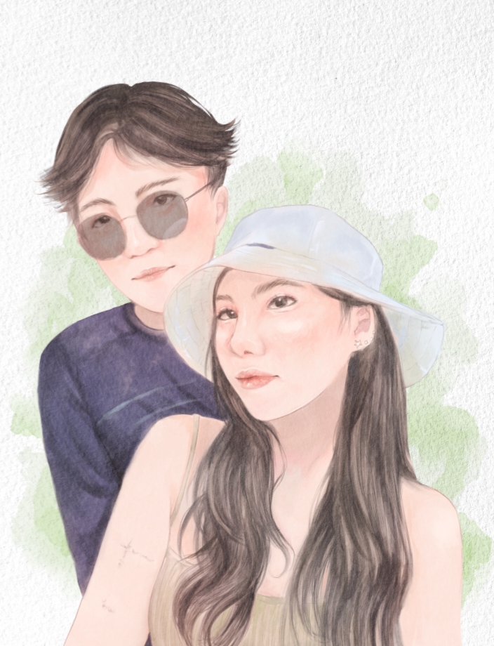 วาดภาพเหมือน Portrait - Portrait ภาพเหมือนสไตล์สีน้ำ ภาพคู่,ภาพเดี่ยว - 4