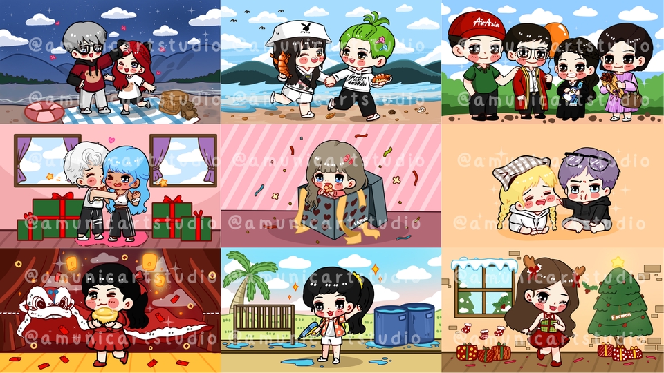 รับวาดรูปสไตล์น่ารัก วาดภาพประกอบนิทานลายเส้น วาดการ์ตูนสำหรับเด็ก มีหลากหลายธีม เช่น ชายหาด คริสต์มาส วันหยุด เหมาะสำหรับวาดรูปสินค้า วาดภาพประกอบเกมส์ รับวาดภาพดิจิตอลเพ้นท์ในสไตล์ต่างๆ ออกแบบคาแรกเตอร์การ์ตูน รับวาดภาพประกอบ