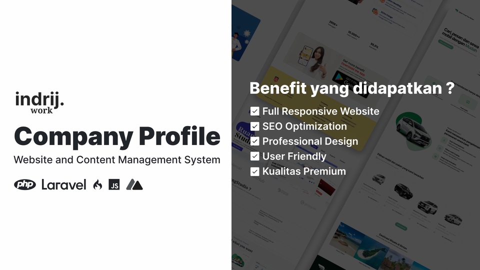 Jasa pembuatan website company profile profesional, desain responsif, SEO teroptimasi.