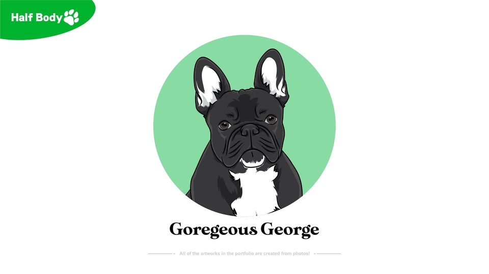 Ilustrasi kartun lucu anjing bulldog perancis bernama George untuk keperluan desain dan branding