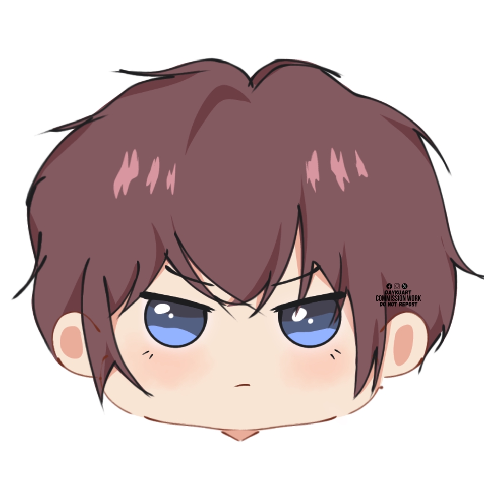 Ilustrasi kartun anak laki-laki dengan rambut coklat dan mata biru, dengan ekspresi marah.