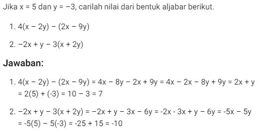 Contoh soal matematika online tentang aljabar dengan contoh penyelesaian untuk membantu belajar online dan meningkatkan nilai matematika.