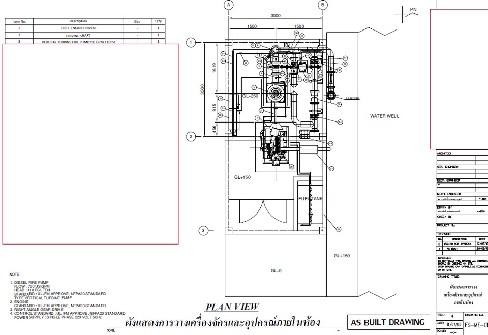 เขียนแบบวิศวกรรมและออกแบบโครงสร้าง - งานออกแบบและติดตั้งห้องปั๊มดับเพลิง - 3