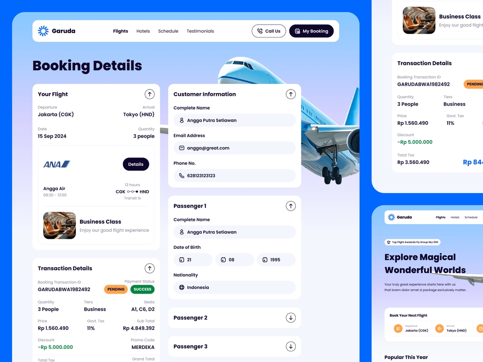 Jasa Pembuatan Website Profesional - Garuda Airlines Booking Detail