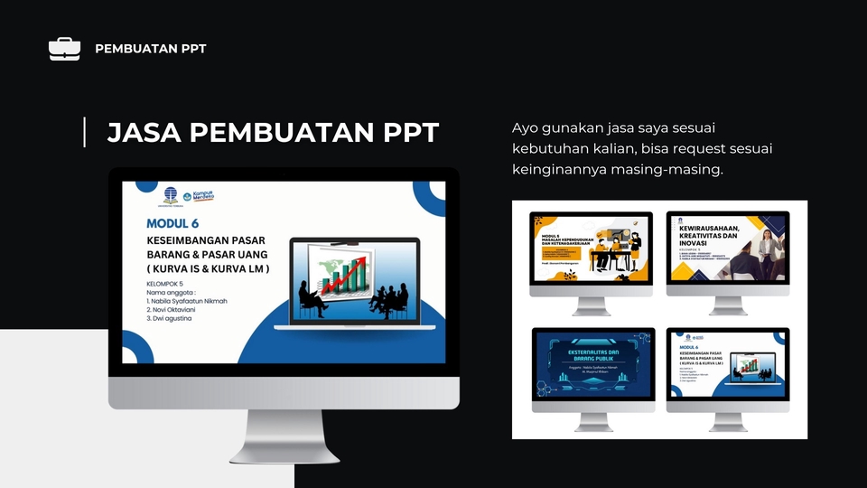 Jasa pembuatan presentasi powerpoint untuk skripsi dengan desain menarik dan profesional, harga terjangkau.