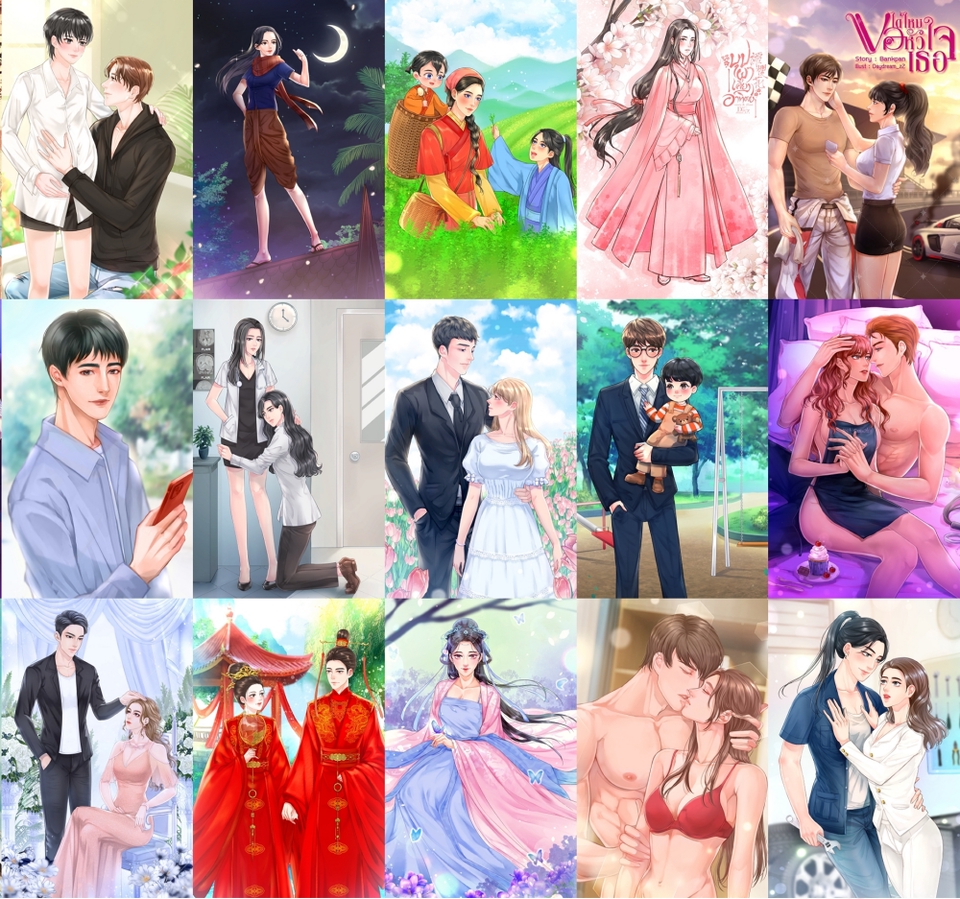 วาดภาพประกอบ - วาดภาพปกนิยายภาพประกอบนิยาย/การ์ตูน หลากสไตล์ - 4