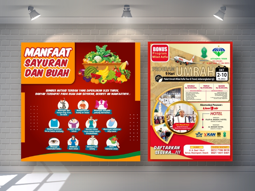 Desain Banner Poster Brosur Flyer Menu LEAFLET Kartu Nama Label Kemasan Bisa Express