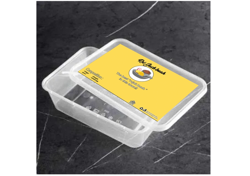 Jasa desain packaging kotak makanan dengan label unik untuk branding makanan anda.