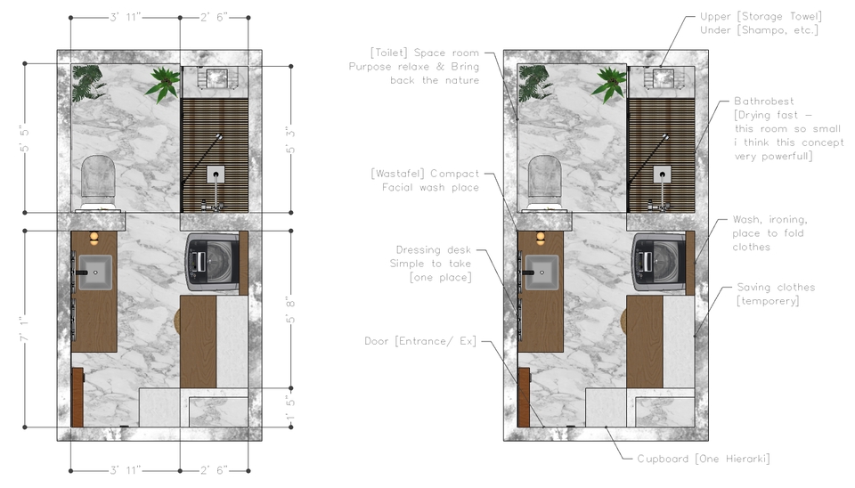 3D & Perspektif - Interior Design Project | Foto Ruangan + Ukuran + Deskripsi Material | Retouching - 3