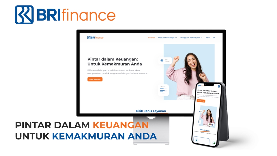 Desain UI UX website BRIfinance untuk layanan keuangan digital.