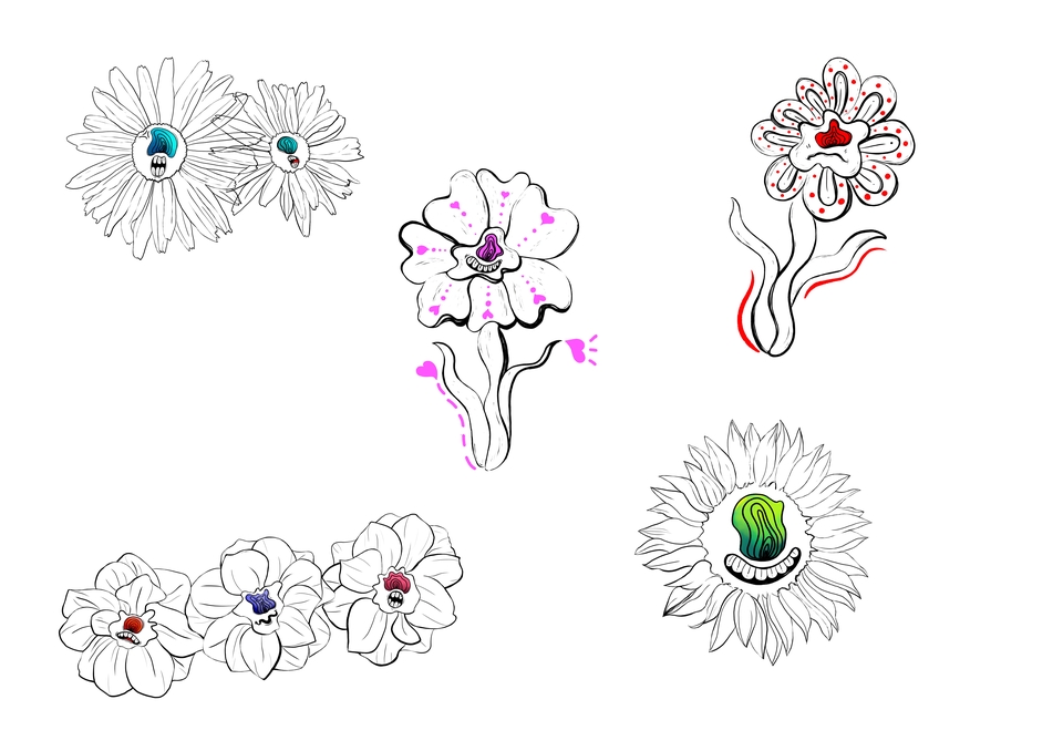 รับวาดภาพประกอบ ดอกไม้ ดิจิตอลเพ้นท์  งานอาร์ต  สวยๆ  รับวาดภาพ